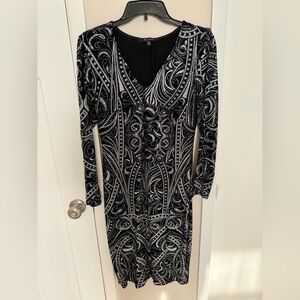 Blu Sage Black and Silver Long Sleeve Dress